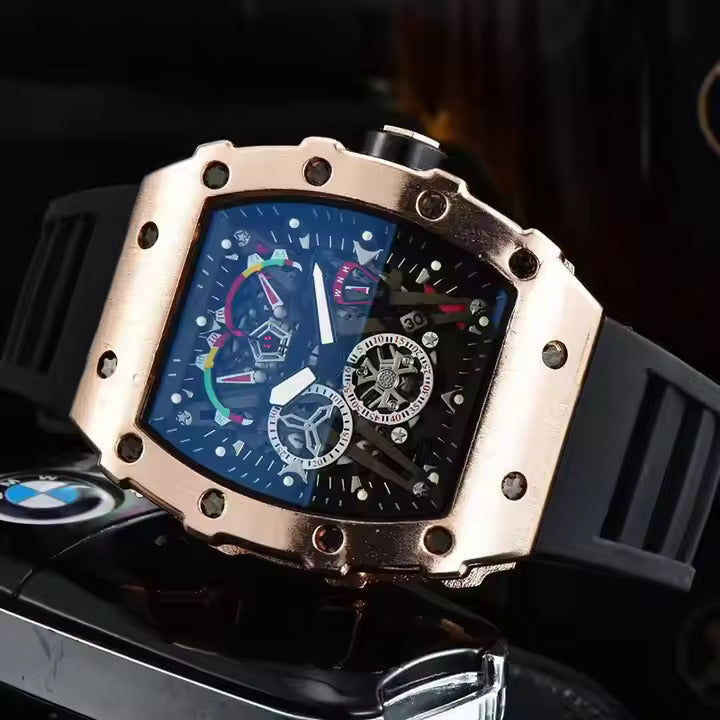 Luxury Skeleton Dial Men's Quartz Watch – Automatic Sport Wristwatch