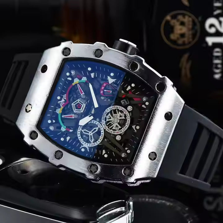 Luxury Skeleton Dial Men's Quartz Watch – Automatic Sport Wristwatch