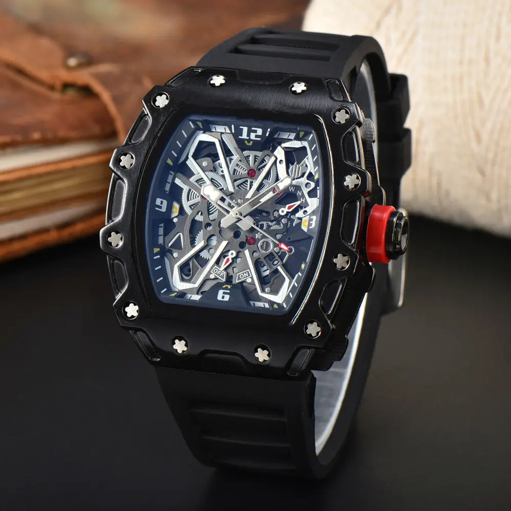 Luxury Skeleton Dial Men's Quartz Watch – Automatic Sport Wristwatch