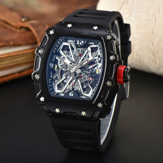 Luxury Skeleton Dial Men's Quartz Watch – Automatic Sport Wristwatch