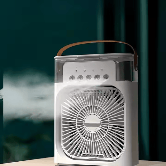 Mini USB Portable Air Cooler Fan – 5-Hole Spray Mist & LED Light for Car, RV, Home & Outdoor Travel